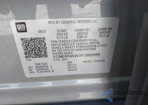 2023 Chevrolet Traverse Fwd Lt Cloth from USA, damaged, VIN 1GNERGKW3PJ302559